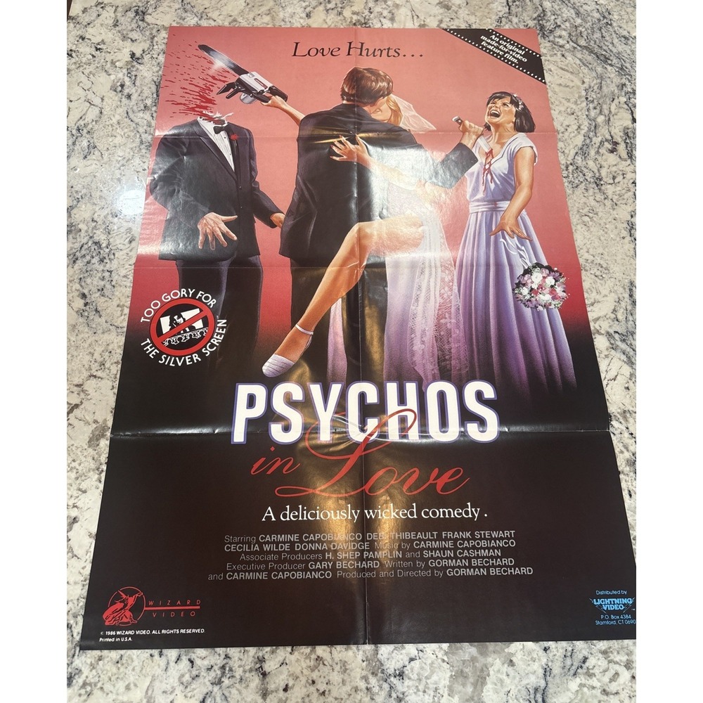 VTG PSYCHOS IN LOVE 80s Horror Movie Video Promo Poster Splatter Slasher Gore